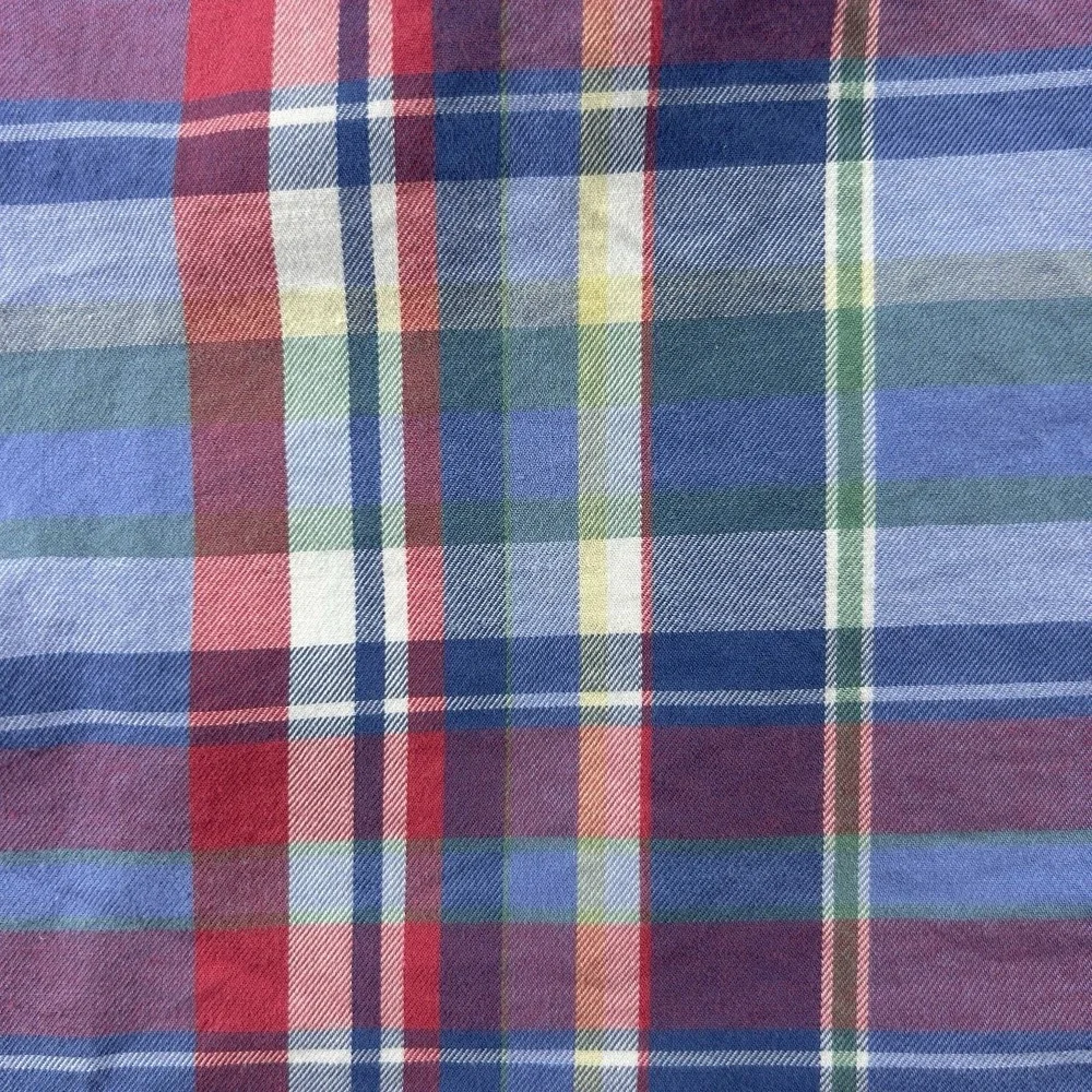 Ralph Lauren Medium (10-12) Pastel Plaid Long Sleeve Button Down 100% Cotton‎